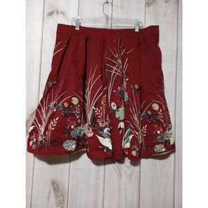 Swan Skirt Ladies 3x Red Skater Floral Knee Length‎  Pockets